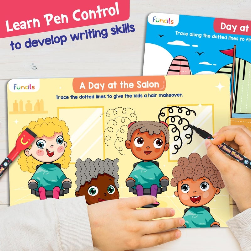 Funcils Learn to Write for Kids - Educational Toys & Games, Preschool & Kindergarten Learning Activities, Writing Practice Book, Birthday Gifts for Girls and Boys for Ages 3, 4, 5, 6 Year Old - Image 3